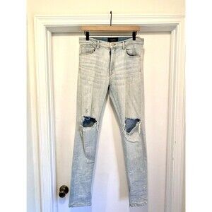 ORO Los Angeles Slim Fit Light Wash Jeans Size 32x32 Paint Splatter Distressed